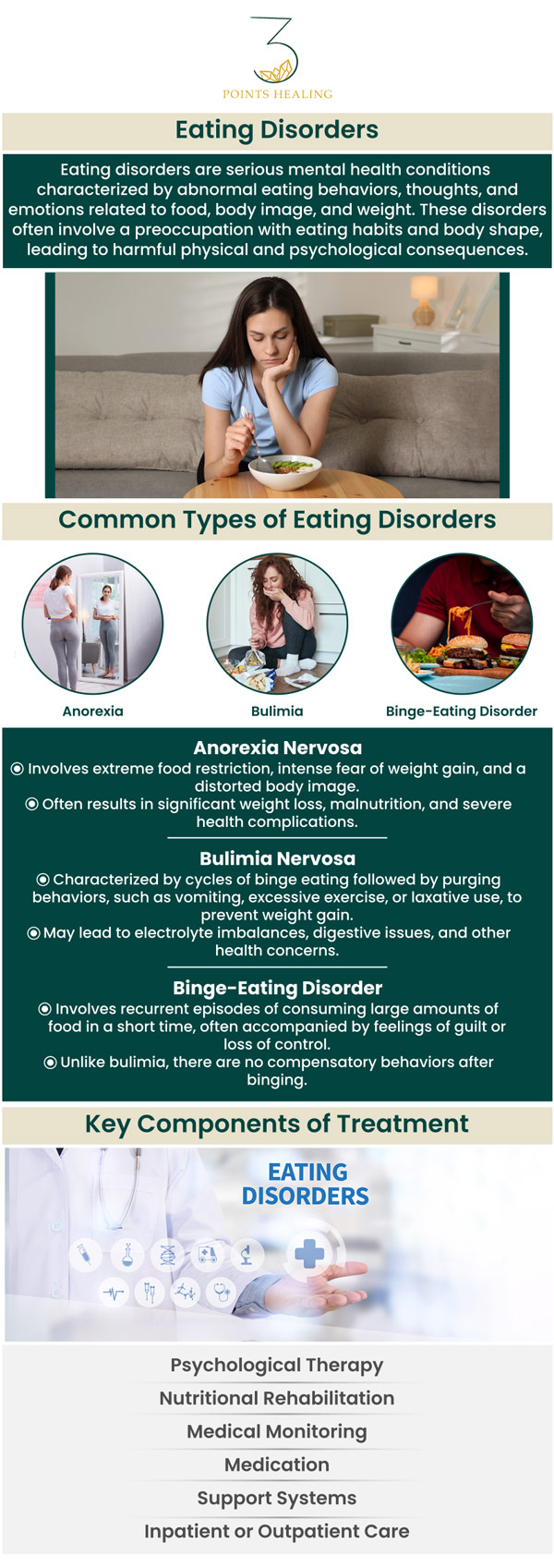 An eating disorder is a mental health issue that is characterized by an unhealthy relationship with food and body image. Eating disorders are characterized by symptoms including considerable weight loss or gain, concerns with food and body image, anxiety about gaining weight, or harmful eating patterns. If you are suffering from an eating disorder, visit us at Three Points Healing. For more information, contact us or schedule an appointment online. Our clinics are conveniently located in Olympia, WA, Federal Way, WA, and Woodland Hills, CA. An eating disorder is a mental health issue that is characterized by an unhealthy relationship with food and body image. Eating disorders are characterized by symptoms including considerable weight loss or gain, concerns with food and body image, anxiety about gaining weight, or harmful eating patterns. If you are suffering from an eating disorder, visit us at Three Points Healing. For more information, contact us or schedule an appointment online. Our clinics are conveniently located in Olympia, WA, Federal Way, WA, and Woodland Hills, CA.