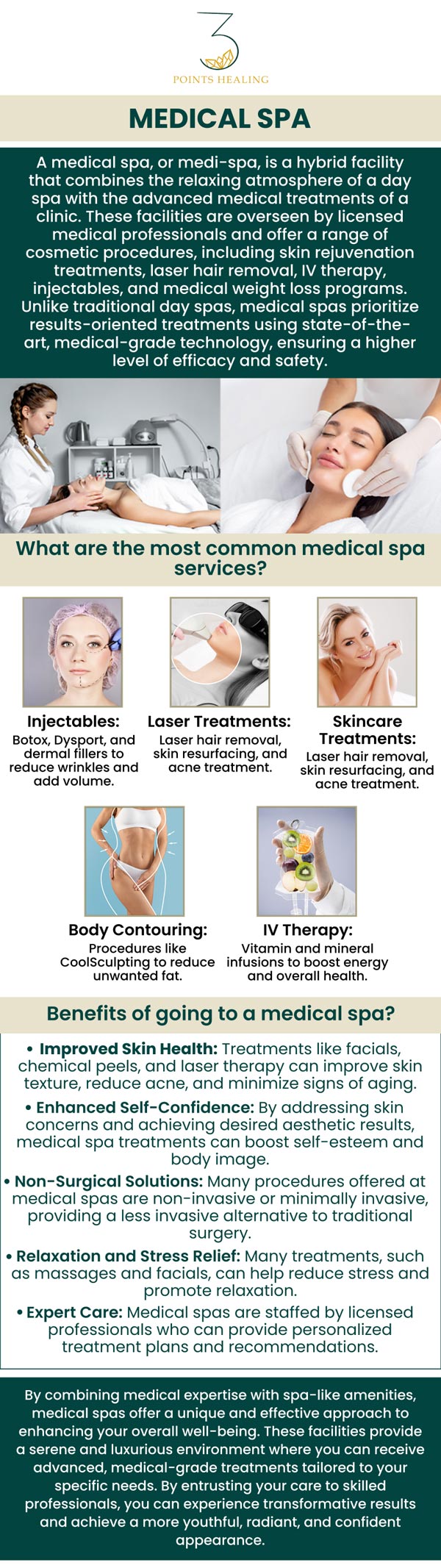 Fine lines, wrinkles, and sagging skin are inevitable indications of aging that get more noticeable as people get older. Regular trips to a medical spa can help people preserve youthful and healthy-looking skin. Med spa services are available at Three Points Healing Wellness Clinic. For more information, contact us or book an appointment. Our clinics are conveniently located in Olympia, WA, Federal Way, WA, and Woodland Hills, CA. Fine lines, wrinkles, and sagging skin are inevitable indications of aging that get more noticeable as people get older. Regular trips to a medical spa can help people preserve youthful and healthy-looking skin. Med spa services are available at Three Points Healing Wellness Clinic. For more information, contact us or book an appointment. Our clinics are conveniently located in Olympia, WA, Federal Way, WA, and Woodland Hills, CA.