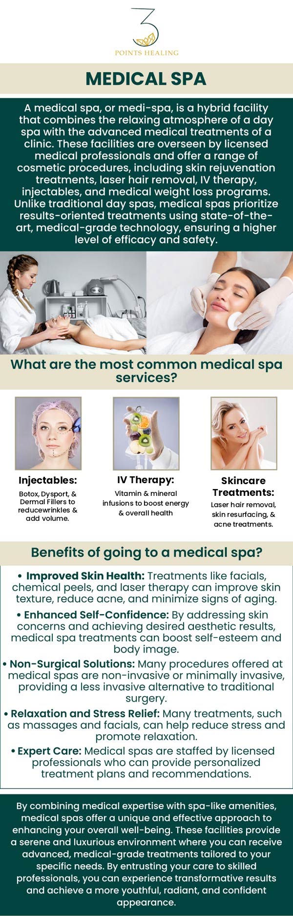 Fine lines, wrinkles, and sagging skin are inevitable indications of aging that get more noticeable as people get older. Regular trips to a medical spa can help people preserve youthful and healthy-looking skin. Med spa services are available at Three Points Healing Wellness Clinic. For more information, contact us or book an appointment. Our clinics are conveniently located in Olympia, WA, Federal Way, WA, and Woodland Hills, CA. Fine lines, wrinkles, and sagging skin are inevitable indications of aging that get more noticeable as people get older. Regular trips to a medical spa can help people preserve youthful and healthy-looking skin. Med spa services are available at Three Points Healing Wellness Clinic. For more information, contact us or book an appointment. Our clinics are conveniently located in Olympia, WA, Federal Way, WA, and Woodland Hills, CA.