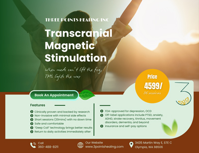 Brainsway Deep TMS Therapy Specialist in Olympia WA, Federal Way WA, and Woodland Hills CA